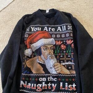 John Calvin all on the naughty list sweater